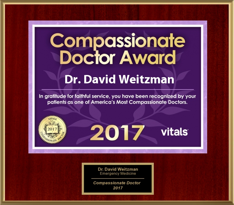 Dr. David Weitzman's Compassionate Doctor Award for 2017 for Concierge Medicine