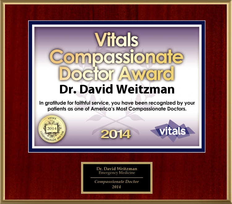 Dr. David Weitzman's Vitals Compassionate Doctor Award for 2014 for Concierge Medicine